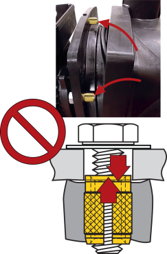 Montagem defeituosa com Insertos de Expansão. Observe os Insertos sendo projetados para fora do corpo da bomba.